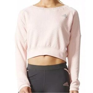 Adidas Running Women's Pink  AKTIV Textured Crop Top Size Medium